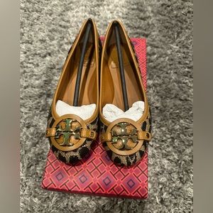 Tory Burch Aaden Ballet Flat- Leopard/ Raffia Size 5
